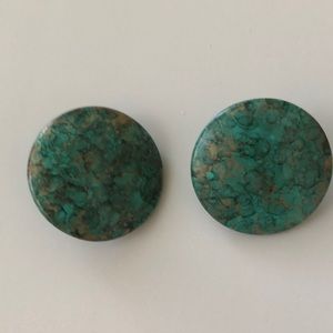 vintage - trurquoise and gold marbles earrings